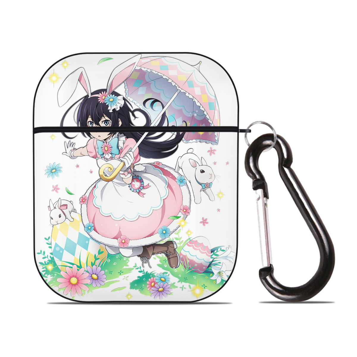 （画像用） 文豪ストレイドッグス Bungo Stray Dogs AirPods 第2世代保護ケース ハードシェル ブラック 耐衝撃・防指紋・カラビナ付き