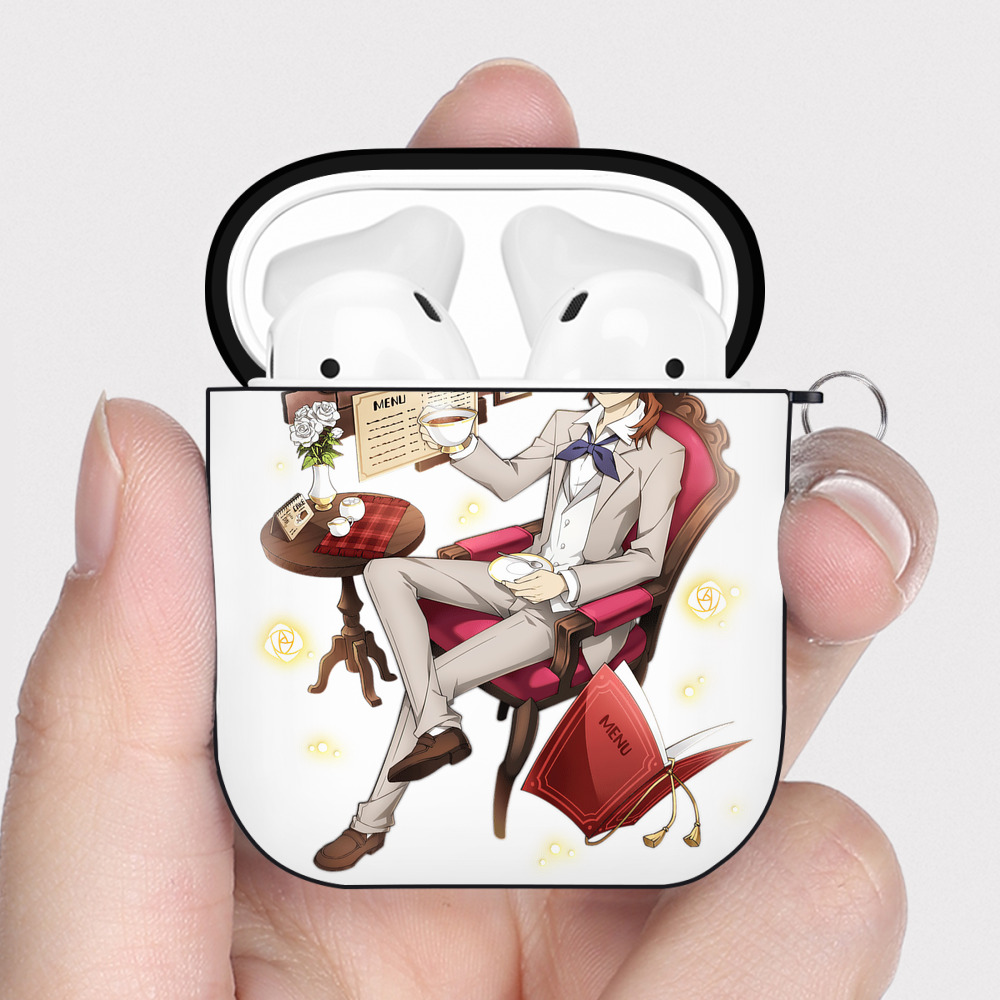（画像用） 文豪ストレイドッグス Bungo Stray Dogs AirPods 第2世代保護ケース ハードシェル ブラック 耐衝撃・防指紋・カラビナ付き