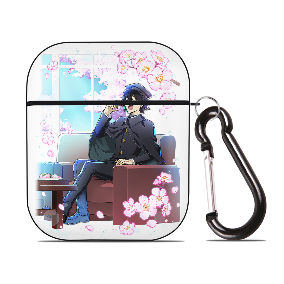 （画像用） 文豪ストレイドッグス Bungo Stray Dogs AirPods 第2世代保護ケース ハードシェル ブラック 耐衝撃・防指紋・カラビナ付き