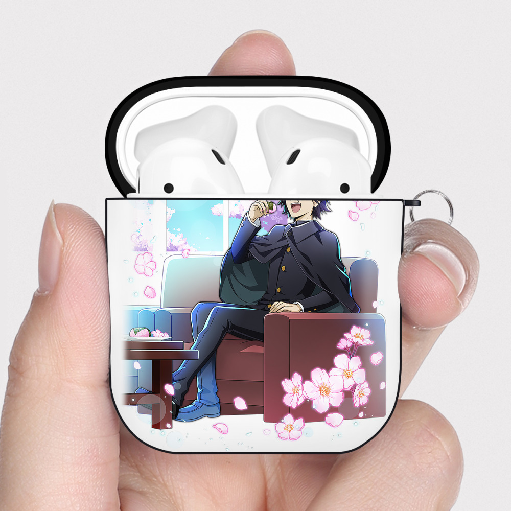 （画像用） 文豪ストレイドッグス Bungo Stray Dogs AirPods 第2世代保護ケース ハードシェル ブラック 耐衝撃・防指紋・カラビナ付き