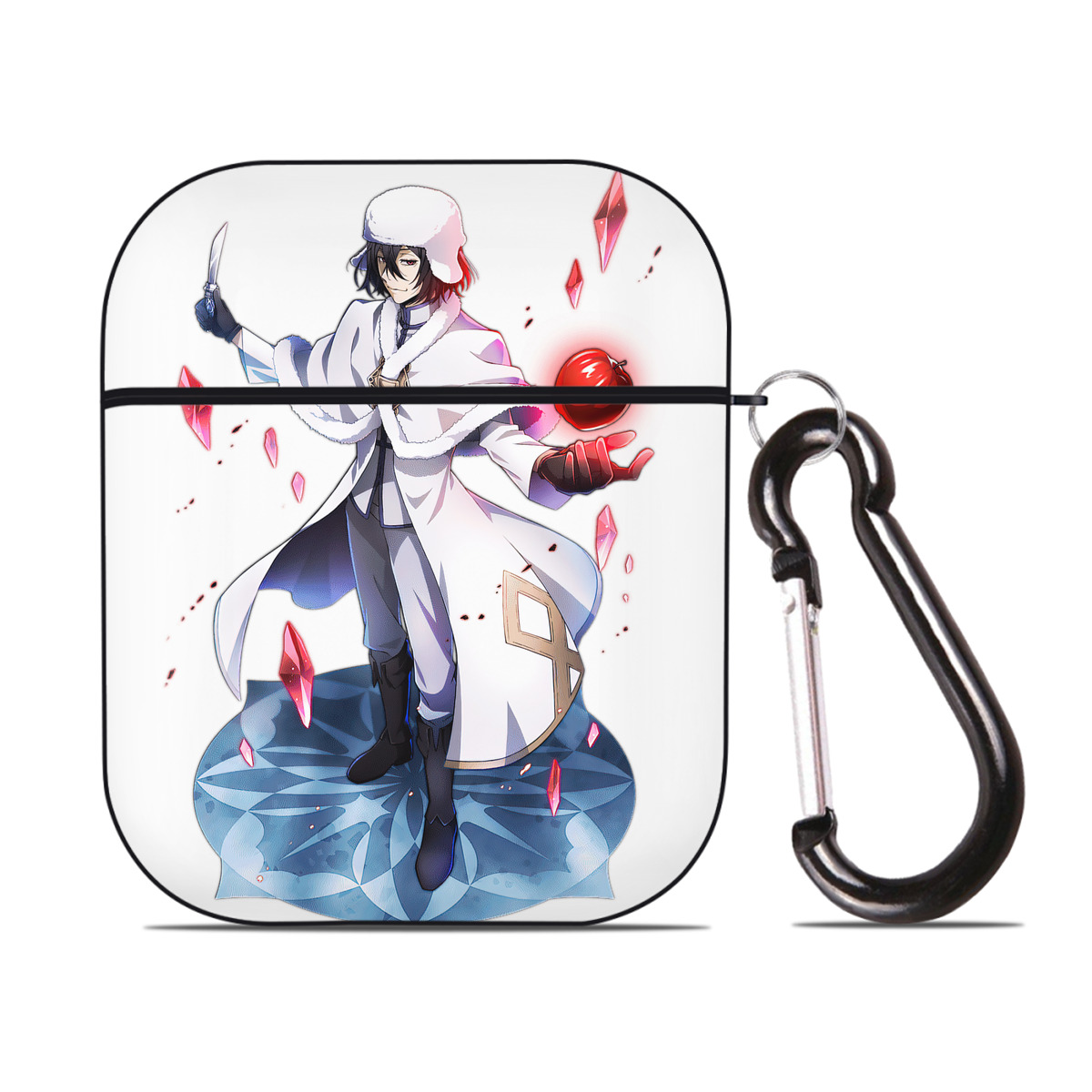 （画像用） 文豪ストレイドッグス Bungo Stray Dogs AirPods 第2世代保護ケース ハードシェル ブラック 耐衝撃・防指紋・カラビナ付き