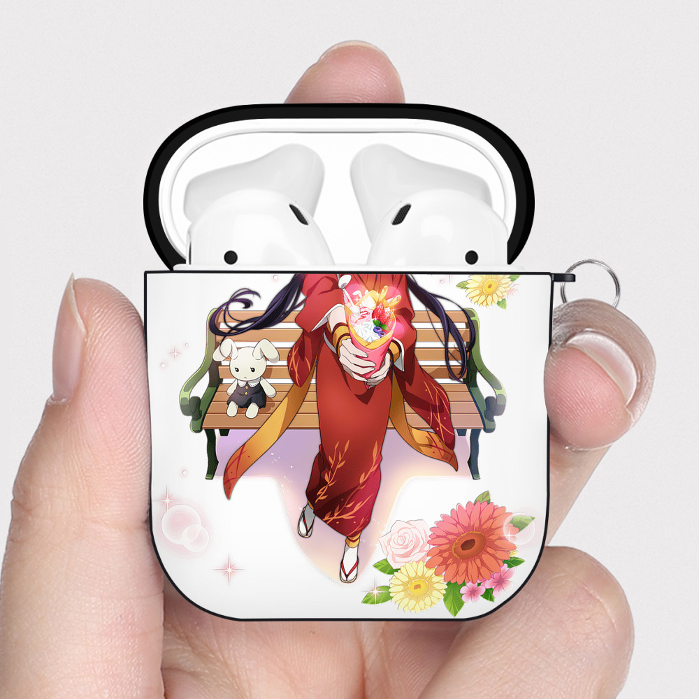 （画像用） 文豪ストレイドッグス Bungo Stray Dogs AirPods 第2世代保護ケース ハードシェル ブラック 耐衝撃・防指紋・カラビナ付き
