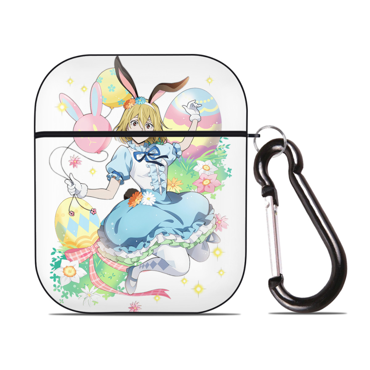 （画像用） 文豪ストレイドッグス Bungo Stray Dogs AirPods 第2世代保護ケース ハードシェル ブラック 耐衝撃・防指紋・カラビナ付き