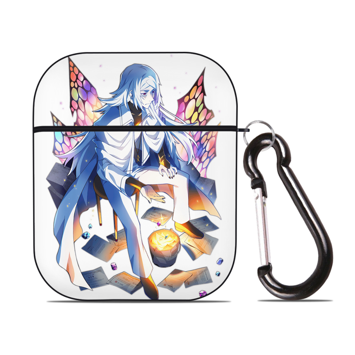 （画像用） 文豪ストレイドッグス Bungo Stray Dogs AirPods 第2世代保護ケース ハードシェル ブラック 耐衝撃・防指紋・カラビナ付き