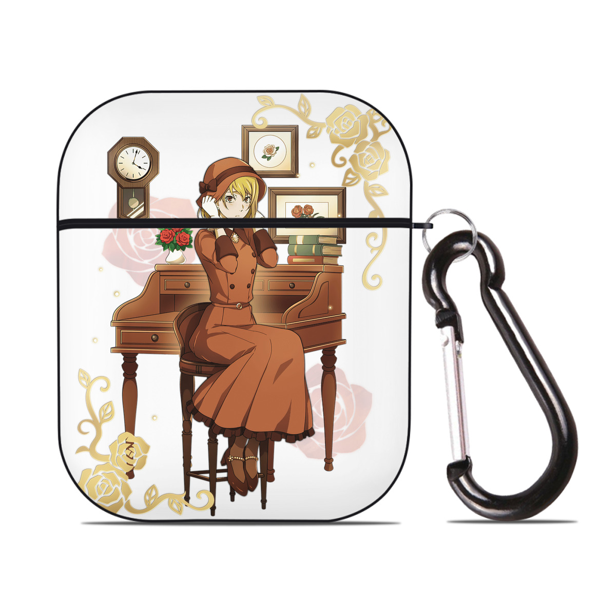 （画像用） 文豪ストレイドッグス Bungo Stray Dogs AirPods 第2世代保護ケース ハードシェル ブラック 耐衝撃・防指紋・カラビナ付き