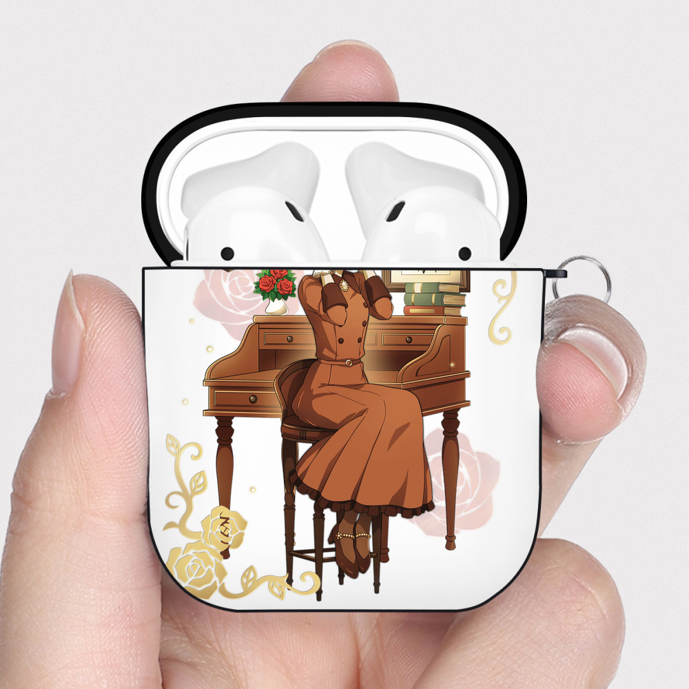 （画像用） 文豪ストレイドッグス Bungo Stray Dogs AirPods 第2世代保護ケース ハードシェル ブラック 耐衝撃・防指紋・カラビナ付き
