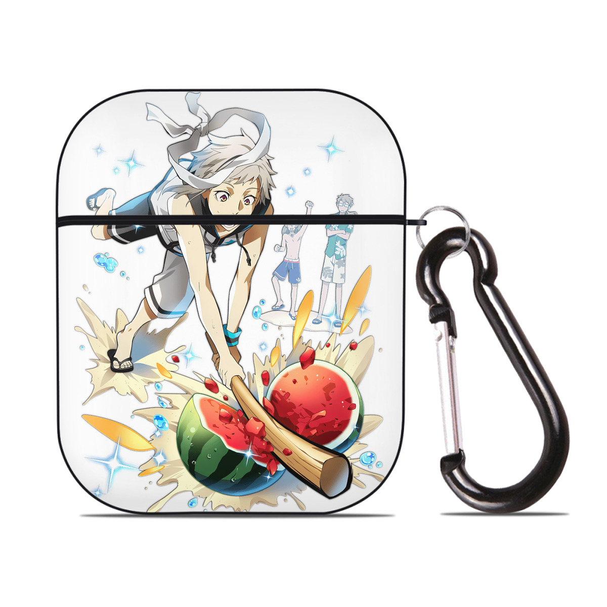 （画像用） 文豪ストレイドッグス Bungo Stray Dogs AirPods 第2世代保護ケース ハードシェル ブラック 耐衝撃・防指紋・カラビナ付き