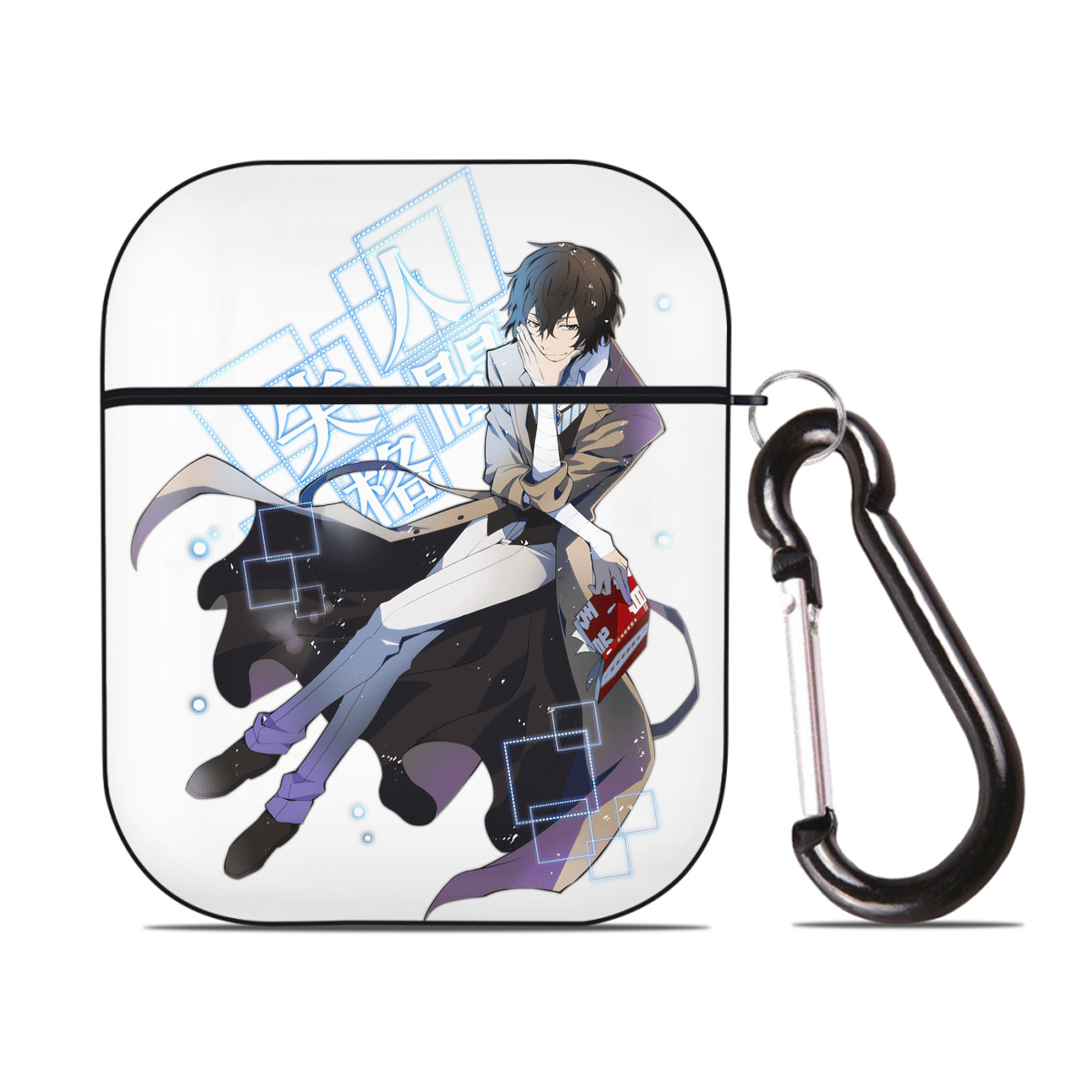 （画像用） 文豪ストレイドッグス Bungo Stray Dogs AirPods 第2世代保護ケース ハードシェル ブラック 耐衝撃・防指紋・カラビナ付き