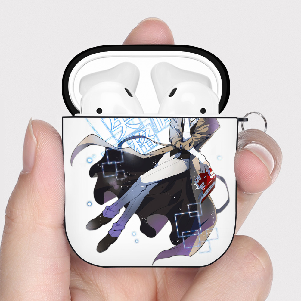 （画像用） 文豪ストレイドッグス Bungo Stray Dogs AirPods 第2世代保護ケース ハードシェル ブラック 耐衝撃・防指紋・カラビナ付き