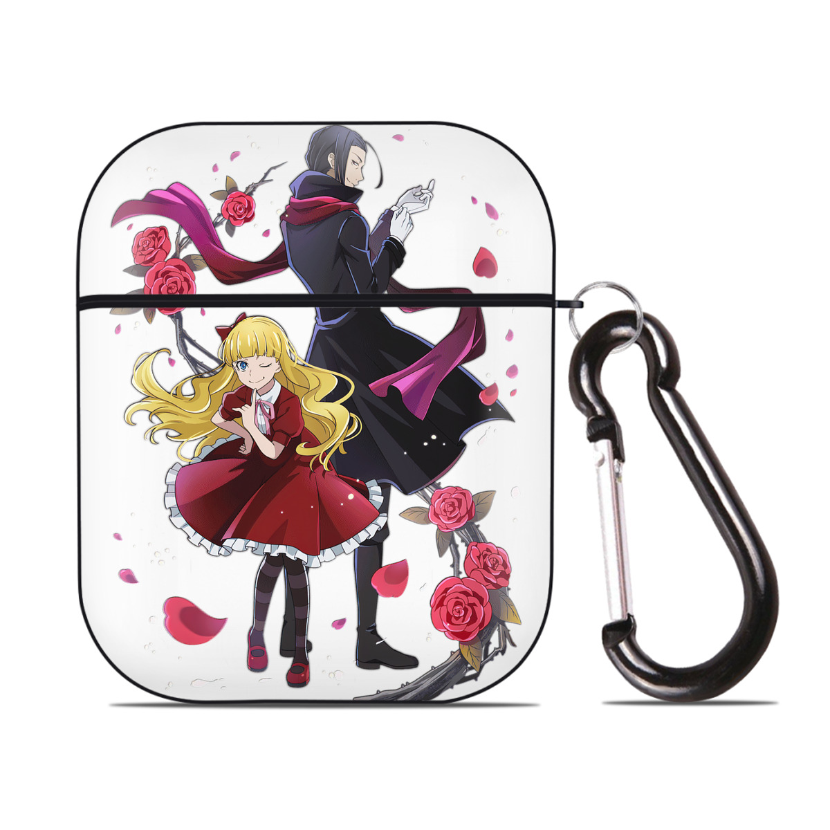 （画像用） 文豪ストレイドッグス Bungo Stray Dogs AirPods 第2世代保護ケース ハードシェル ブラック 耐衝撃・防指紋・カラビナ付き