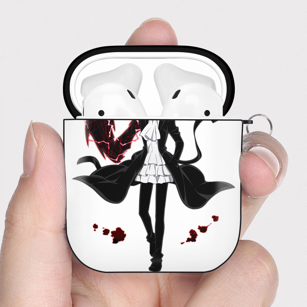 （画像用） 文豪ストレイドッグス Bungo Stray Dogs AirPods 第2世代保護ケース ハードシェル ブラック 耐衝撃・防指紋・カラビナ付き