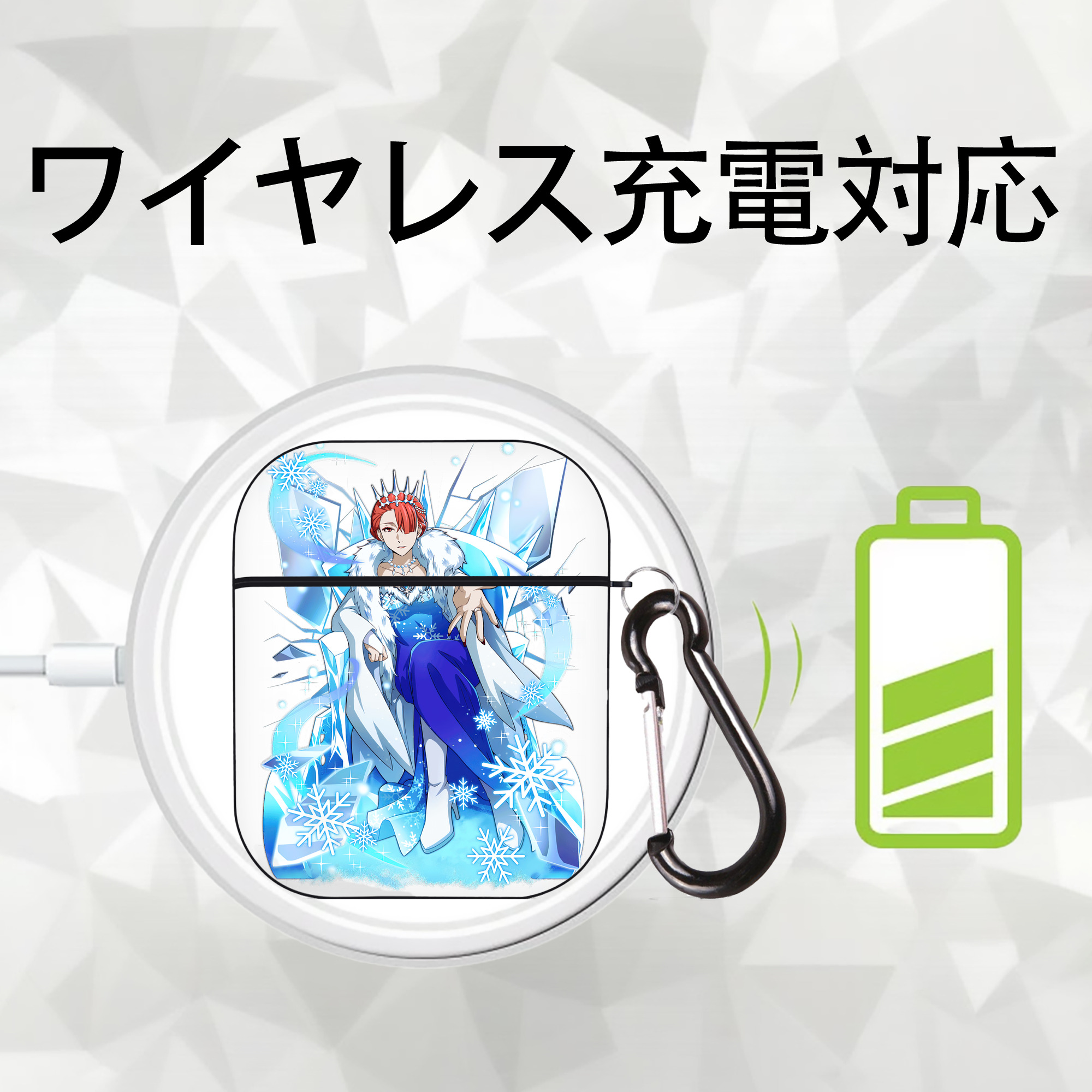 文豪ストレイドッグス Bungo Stray Dogs AirPods 第2世代保護ケース ハードシェル ブラック 耐衝撃・防指紋・カラビナ付き