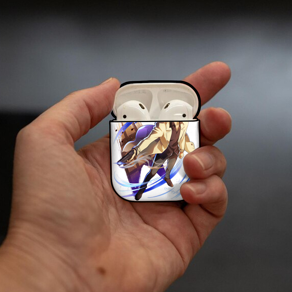 文豪ストレイドッグス Bungo Stray Dogs AirPods 第2世代保護ケース ハードシェル ブラック 耐衝撃・防指紋・カラビナ付き