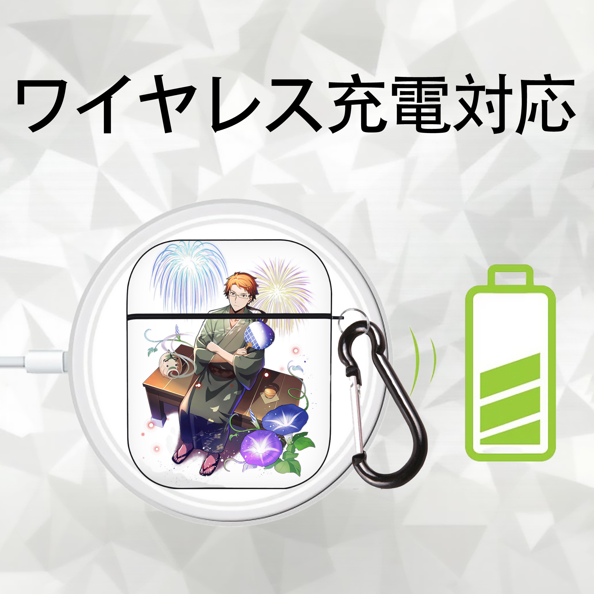 文豪ストレイドッグス Bungo Stray Dogs AirPods 第2世代保護ケース ハードシェル ブラック 耐衝撃・防指紋・カラビナ付き