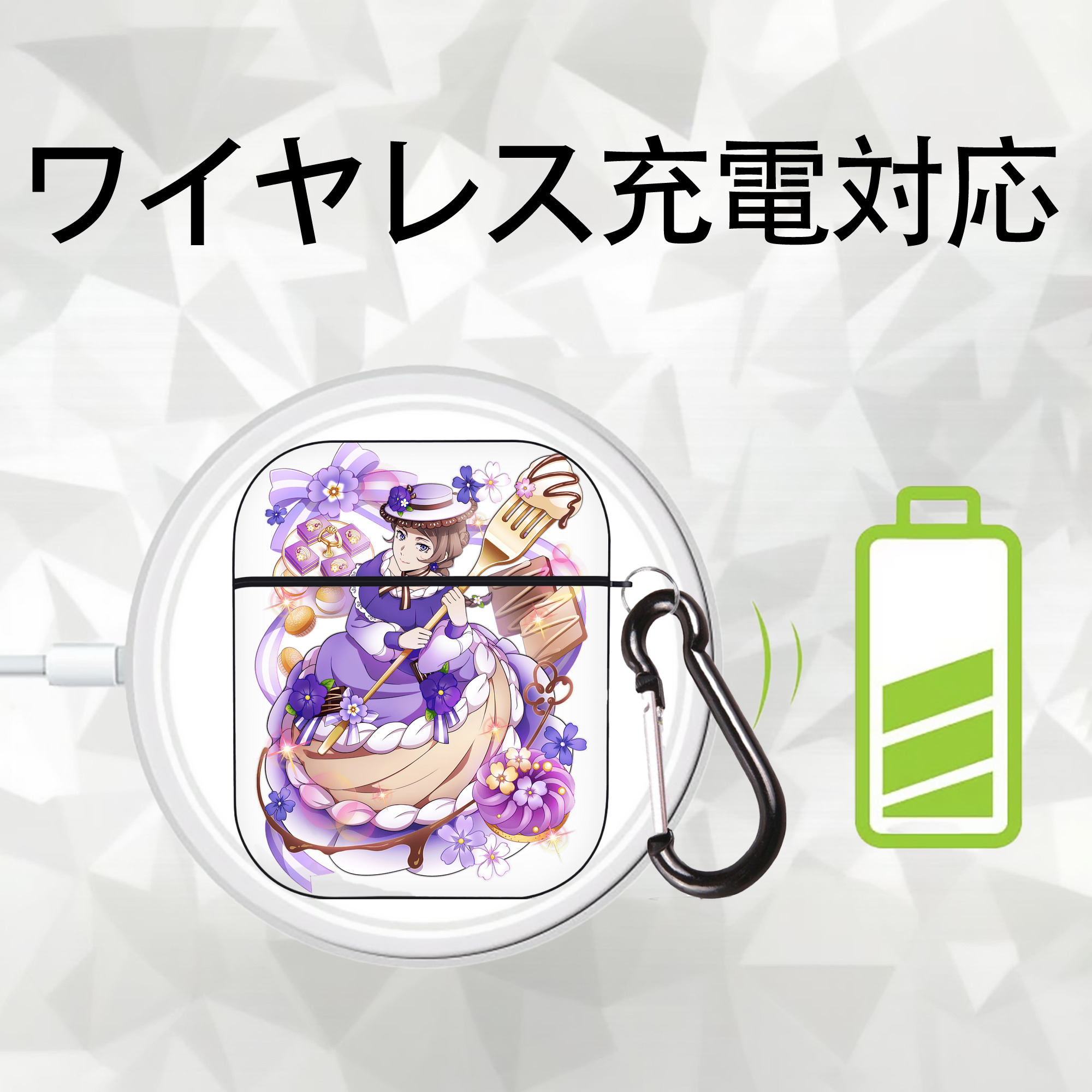 文豪ストレイドッグス Bungo Stray Dogs AirPods 第2世代保護ケース ハードシェル ブラック 耐衝撃・防指紋・カラビナ付き