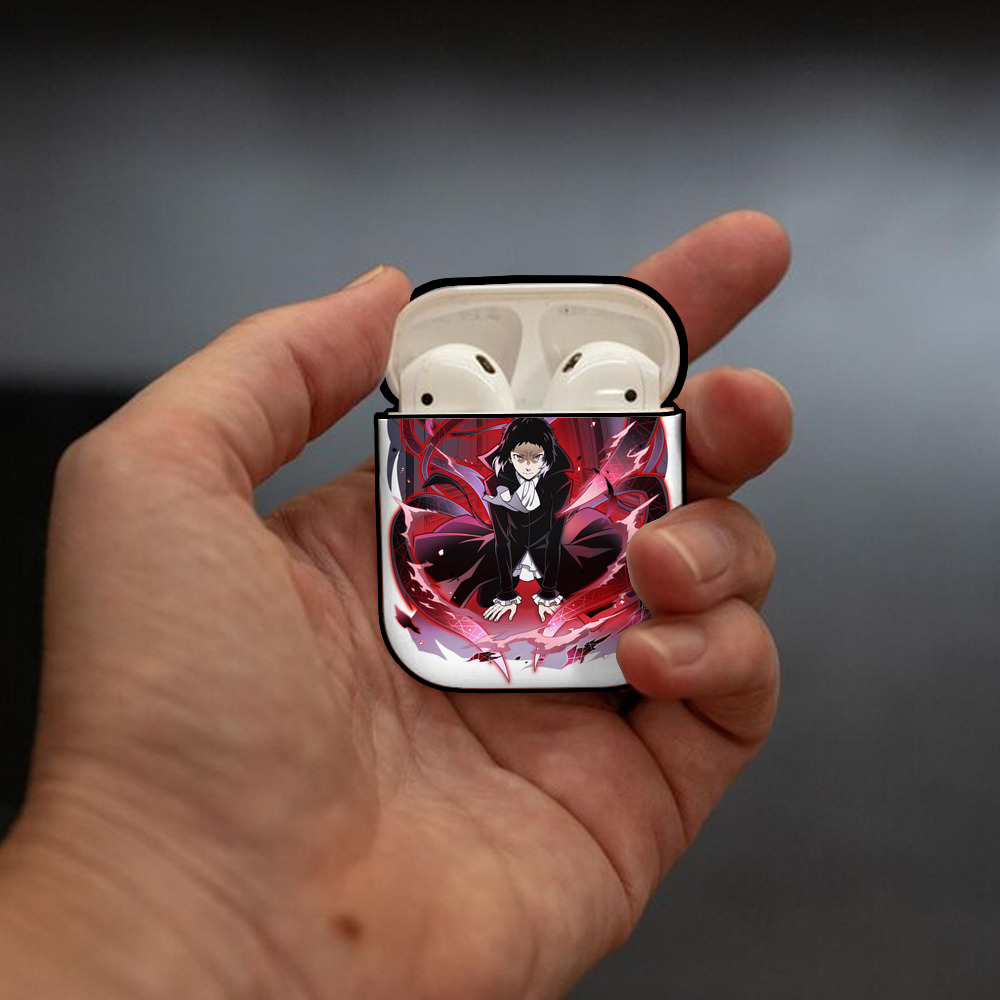 文豪ストレイドッグス Bungo Stray Dogs AirPods 第2世代保護ケース ハードシェル ブラック 耐衝撃・防指紋・カラビナ付き