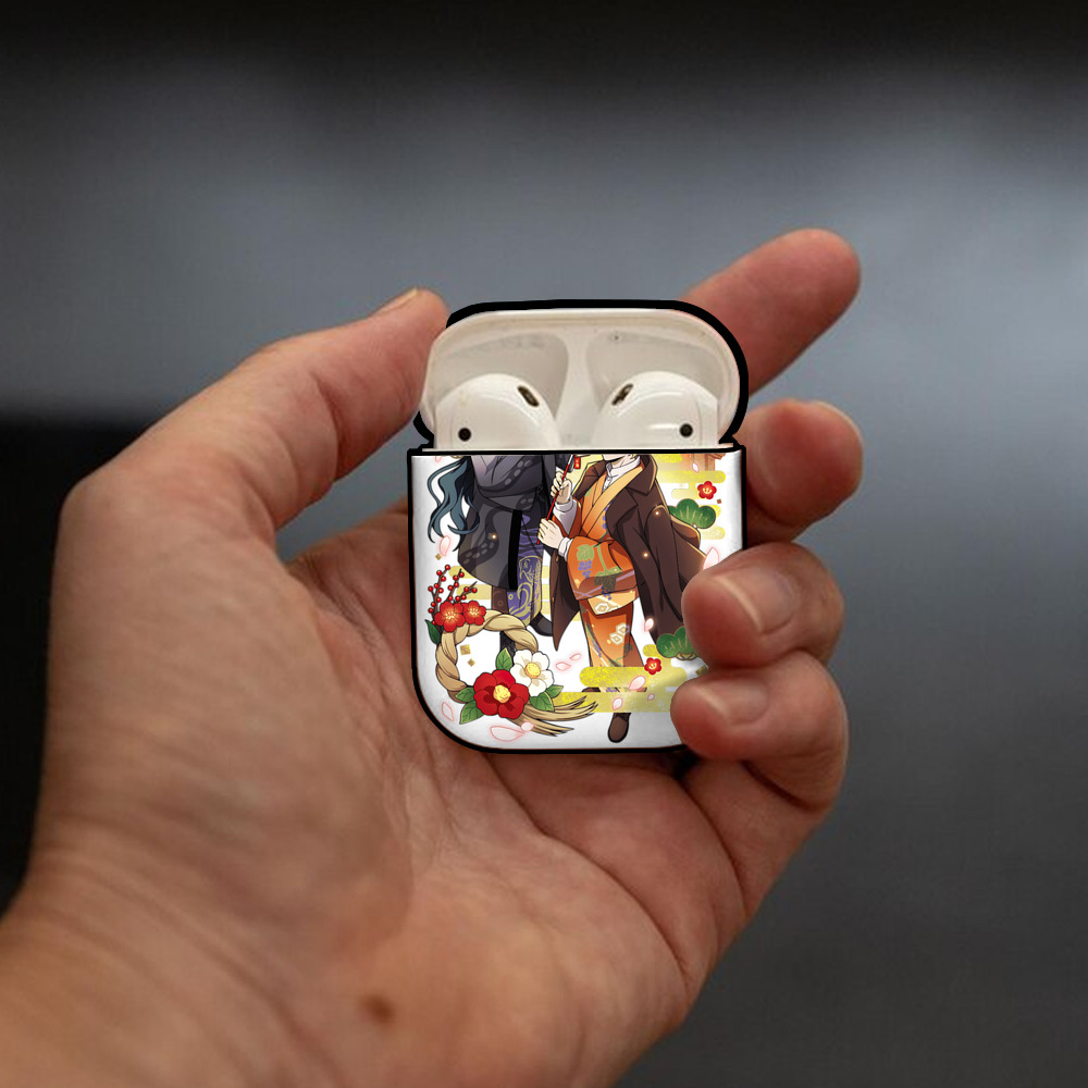 文豪ストレイドッグス Bungo Stray Dogs AirPods 第2世代保護ケース ハードシェル ブラック 耐衝撃・防指紋・カラビナ付き