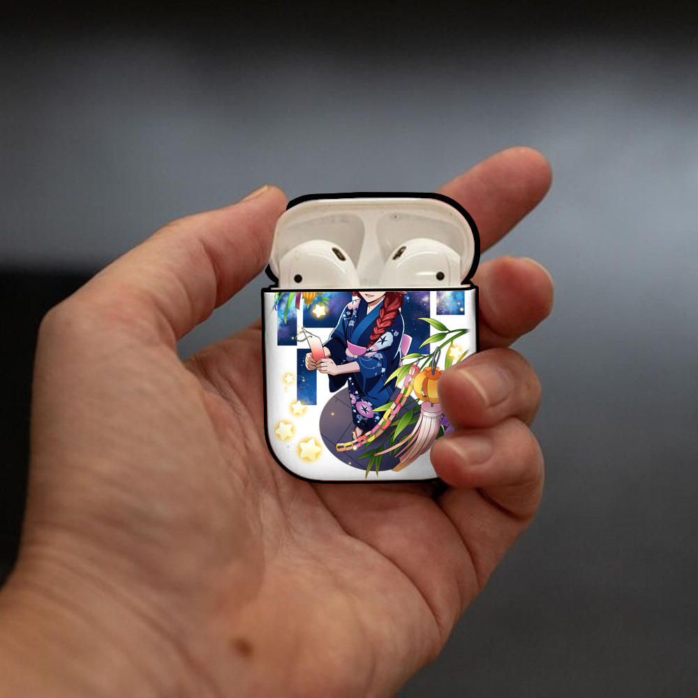 文豪ストレイドッグス Bungo Stray Dogs AirPods 第2世代保護ケース ハードシェル ブラック 耐衝撃・防指紋・カラビナ付き