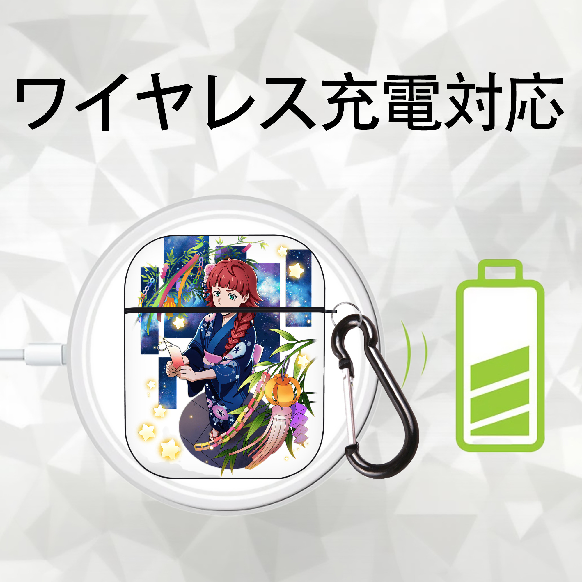 文豪ストレイドッグス Bungo Stray Dogs AirPods 第2世代保護ケース ハードシェル ブラック 耐衝撃・防指紋・カラビナ付き