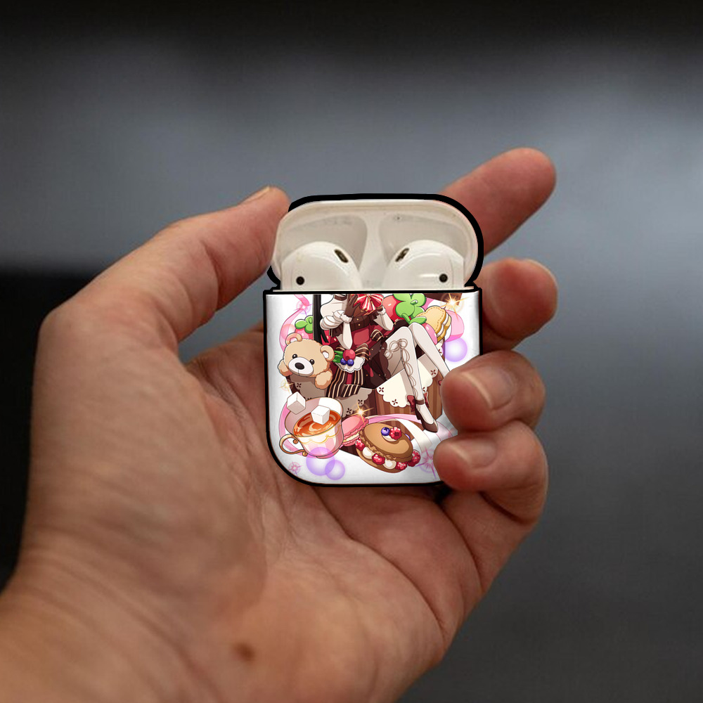 文豪ストレイドッグス Bungo Stray Dogs AirPods 第2世代保護ケース ハードシェル ブラック 耐衝撃・防指紋・カラビナ付き