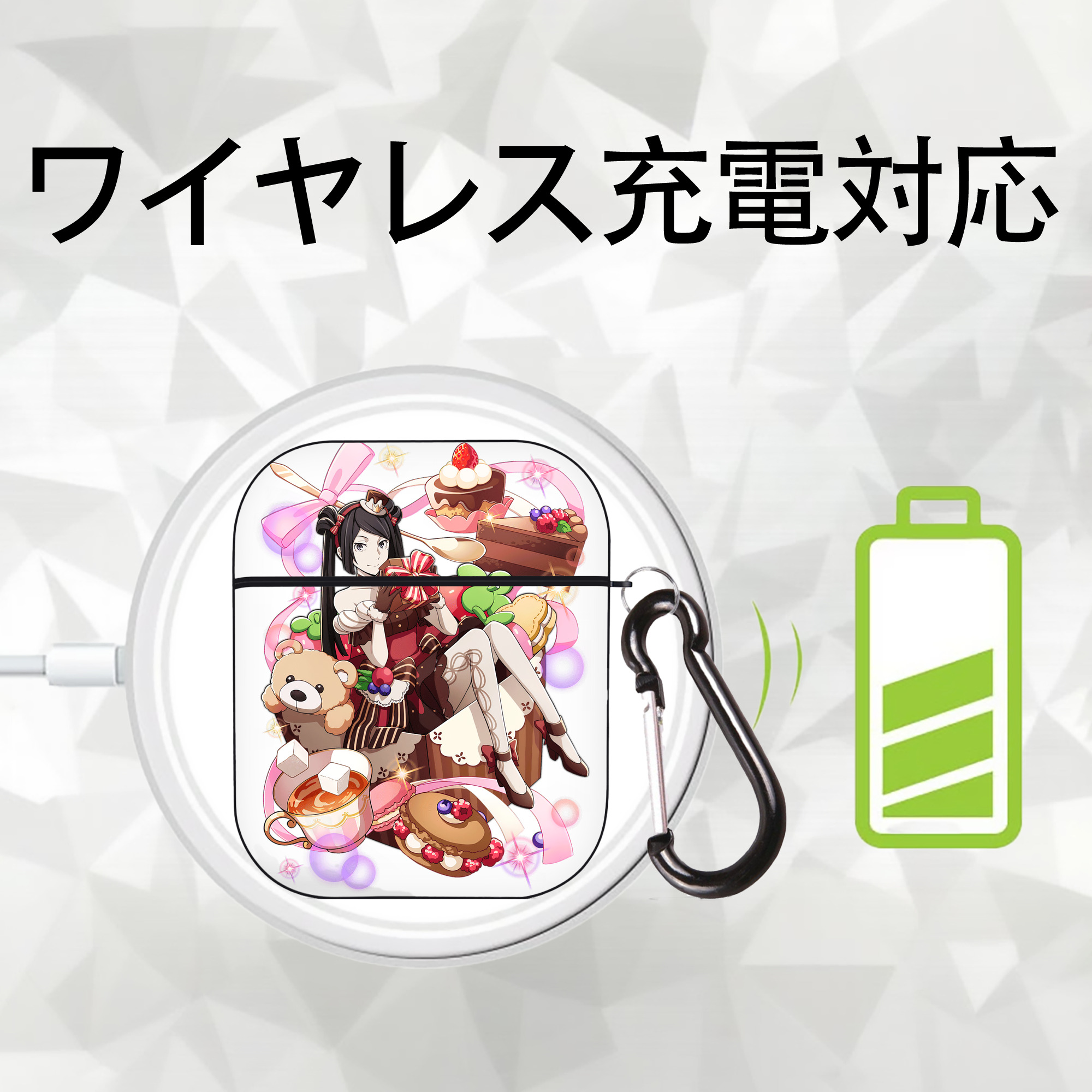 文豪ストレイドッグス Bungo Stray Dogs AirPods 第2世代保護ケース ハードシェル ブラック 耐衝撃・防指紋・カラビナ付き