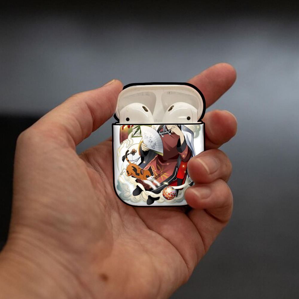 文豪ストレイドッグス Bungo Stray Dogs AirPods 第2世代保護ケース ハードシェル ブラック 耐衝撃・防指紋・カラビナ付き