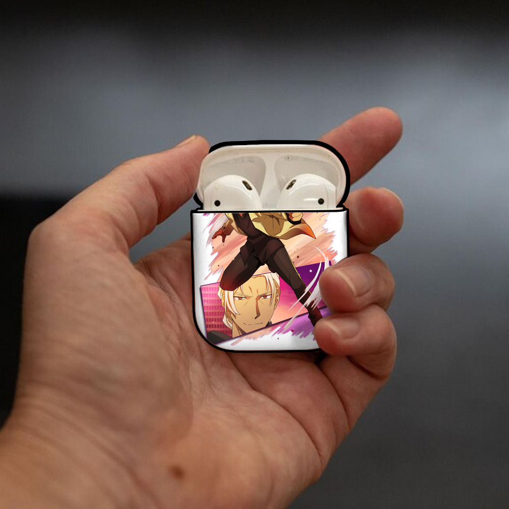 文豪ストレイドッグス Bungo Stray Dogs AirPods 第2世代保護ケース ハードシェル ブラック 耐衝撃・防指紋・カラビナ付き