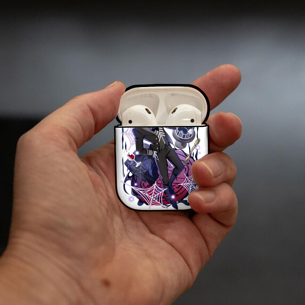 文豪ストレイドッグス Bungo Stray Dogs AirPods 第2世代保護ケース ハードシェル ブラック 耐衝撃・防指紋・カラビナ付き
