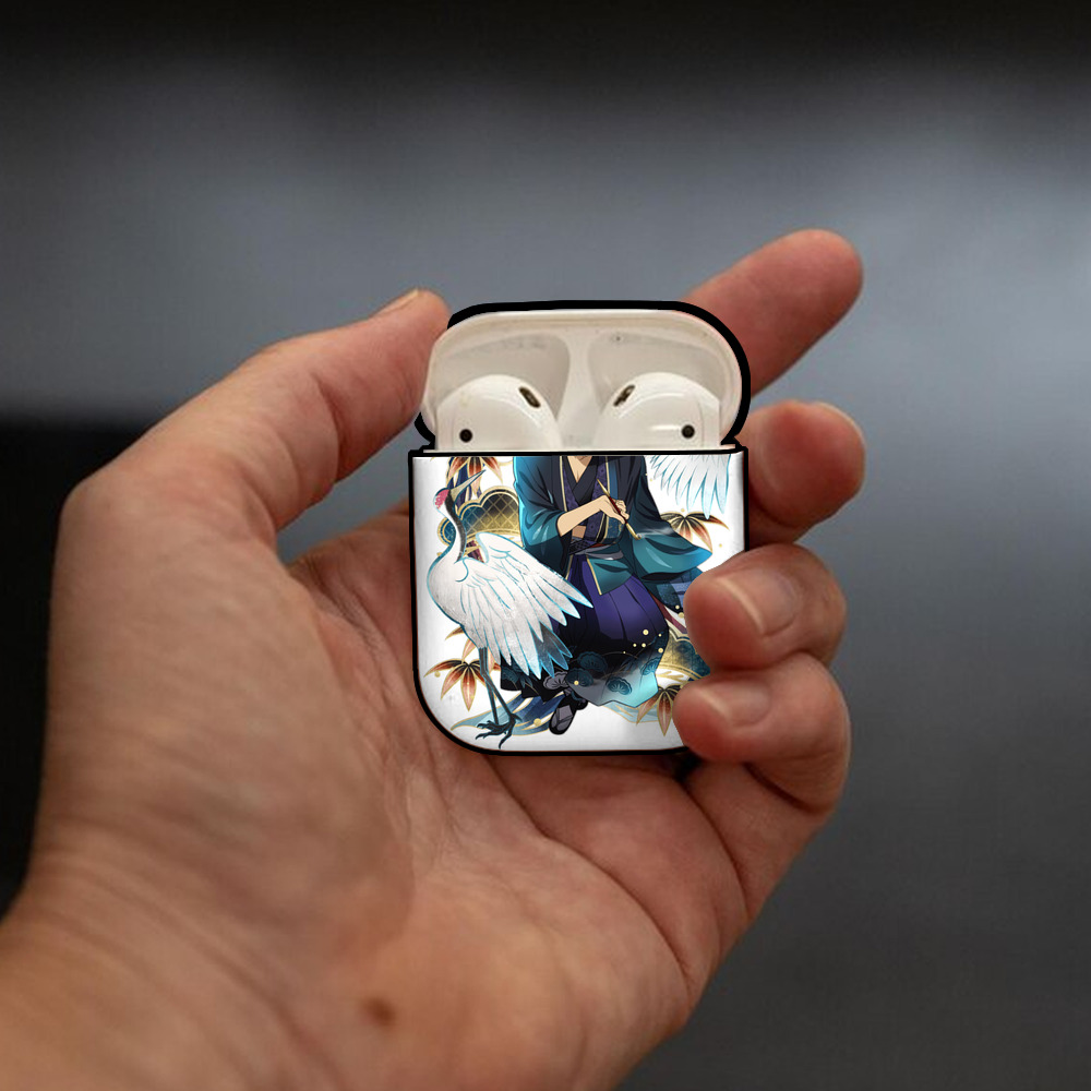 文豪ストレイドッグス Bungo Stray Dogs AirPods 第2世代保護ケース ハードシェル ブラック 耐衝撃・防指紋・カラビナ付き