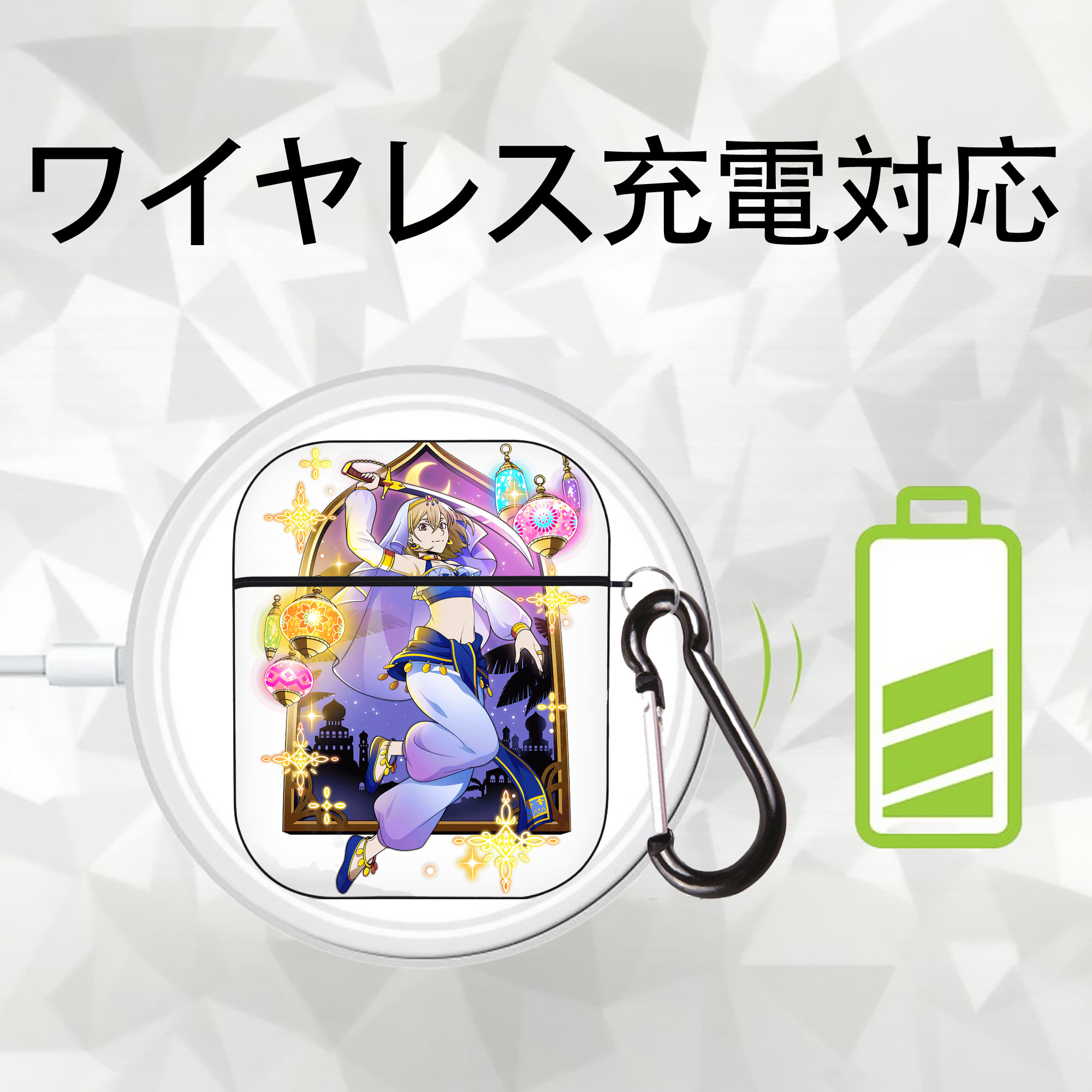 文豪ストレイドッグス Bungo Stray Dogs AirPods 第2世代保護ケース ハードシェル ブラック 耐衝撃・防指紋・カラビナ付き