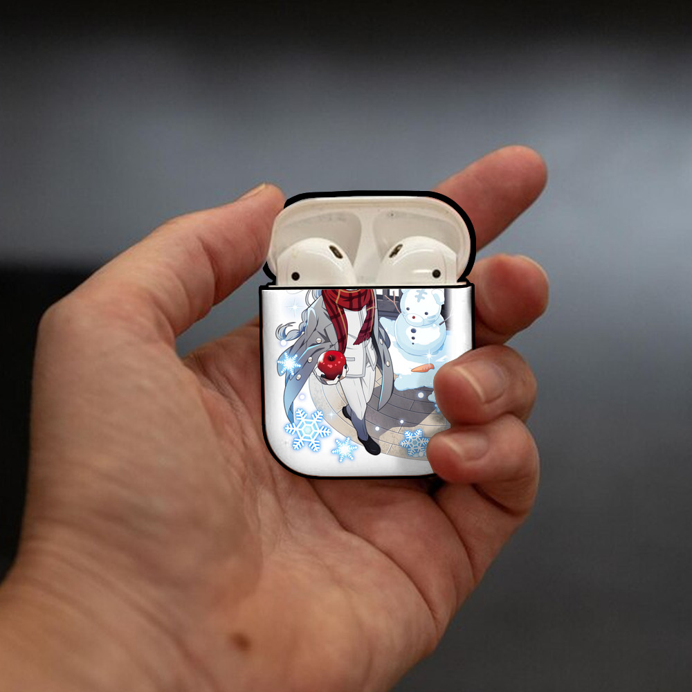 文豪ストレイドッグス Bungo Stray Dogs AirPods 第2世代保護ケース ハードシェル ブラック 耐衝撃・防指紋・カラビナ付き