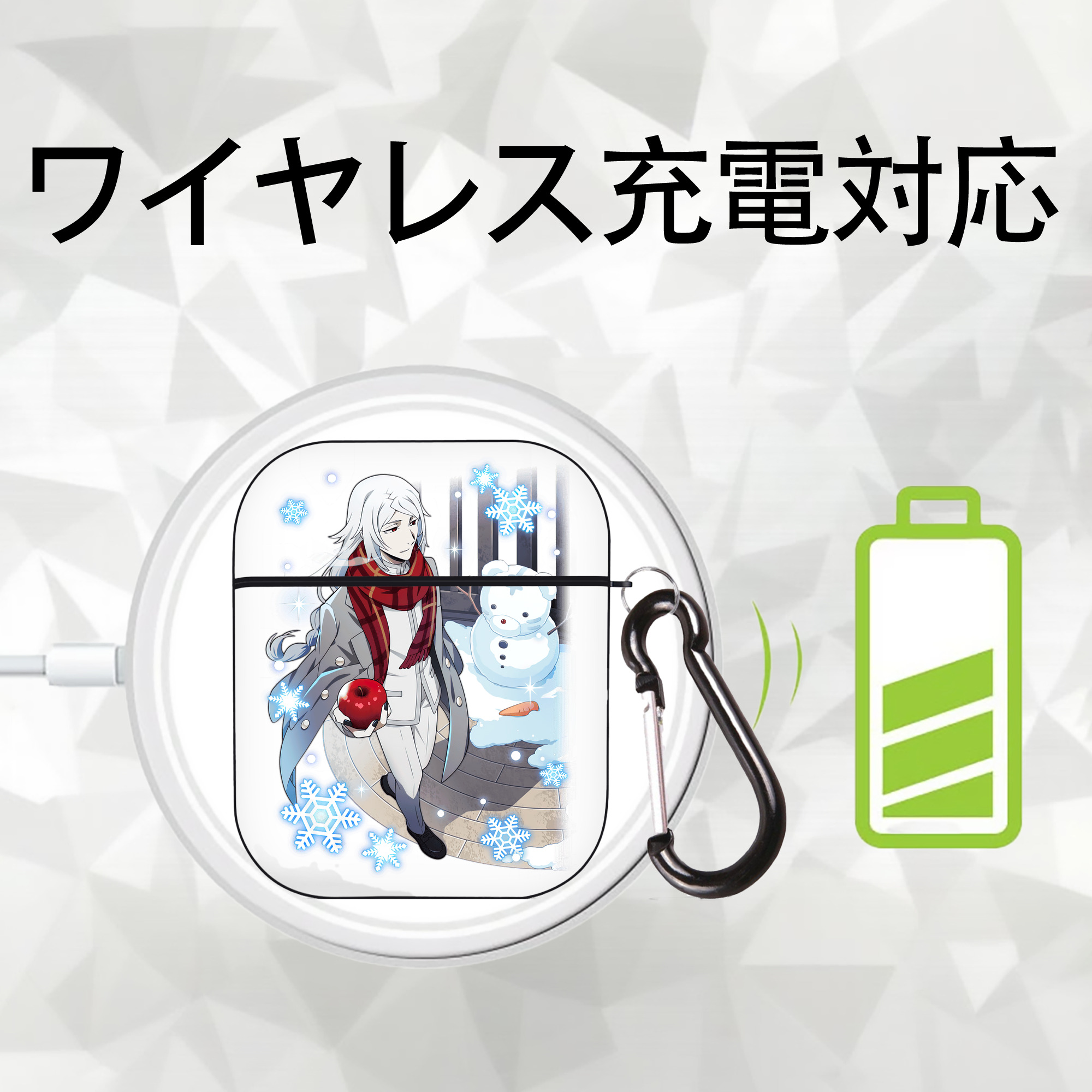 文豪ストレイドッグス Bungo Stray Dogs AirPods 第2世代保護ケース ハードシェル ブラック 耐衝撃・防指紋・カラビナ付き
