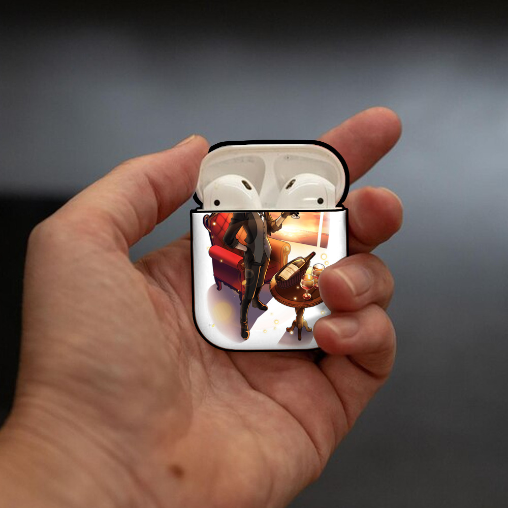 文豪ストレイドッグス Bungo Stray Dogs AirPods 第2世代保護ケース ハードシェル ブラック 耐衝撃・防指紋・カラビナ付き