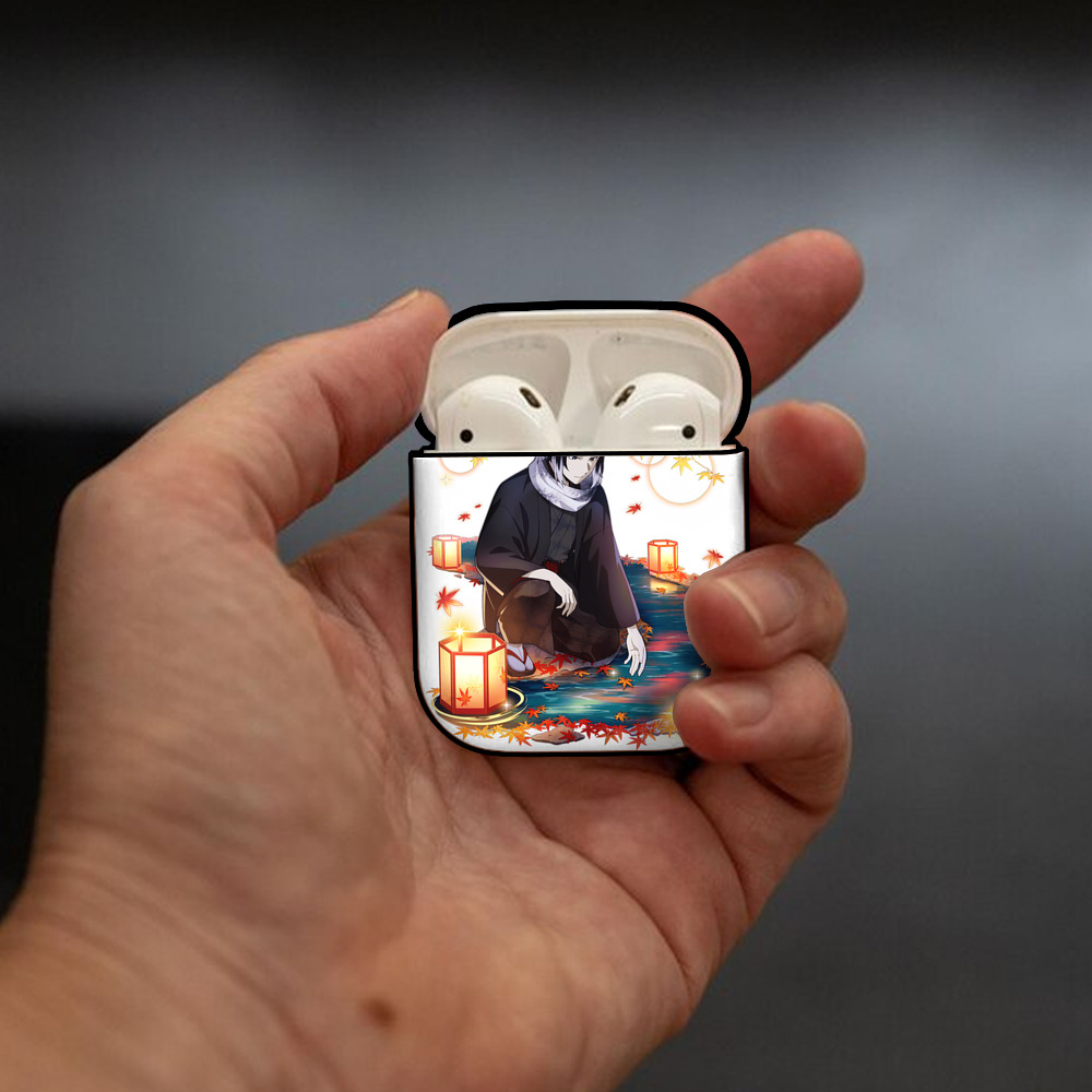 文豪ストレイドッグス Bungo Stray Dogs AirPods 第2世代保護ケース ハードシェル ブラック 耐衝撃・防指紋・カラビナ付き