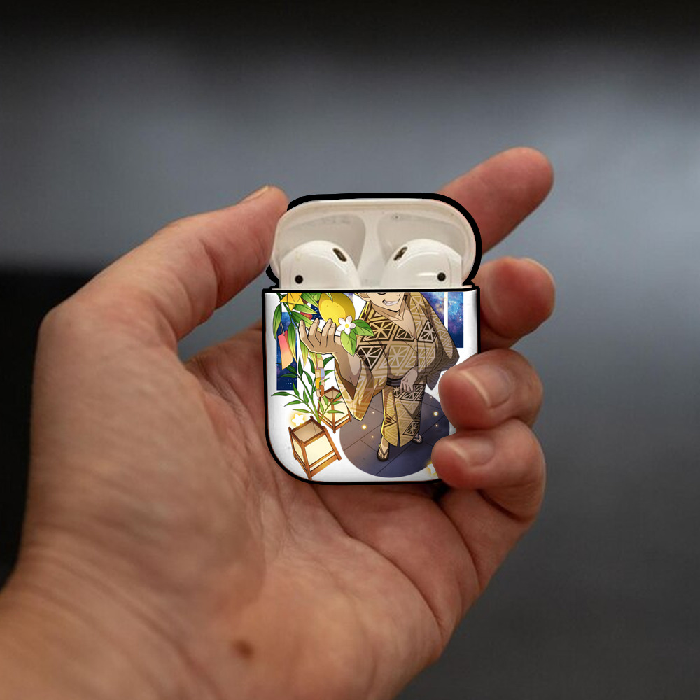 文豪ストレイドッグス Bungo Stray Dogs AirPods 第2世代保護ケース ハードシェル ブラック 耐衝撃・防指紋・カラビナ付き
