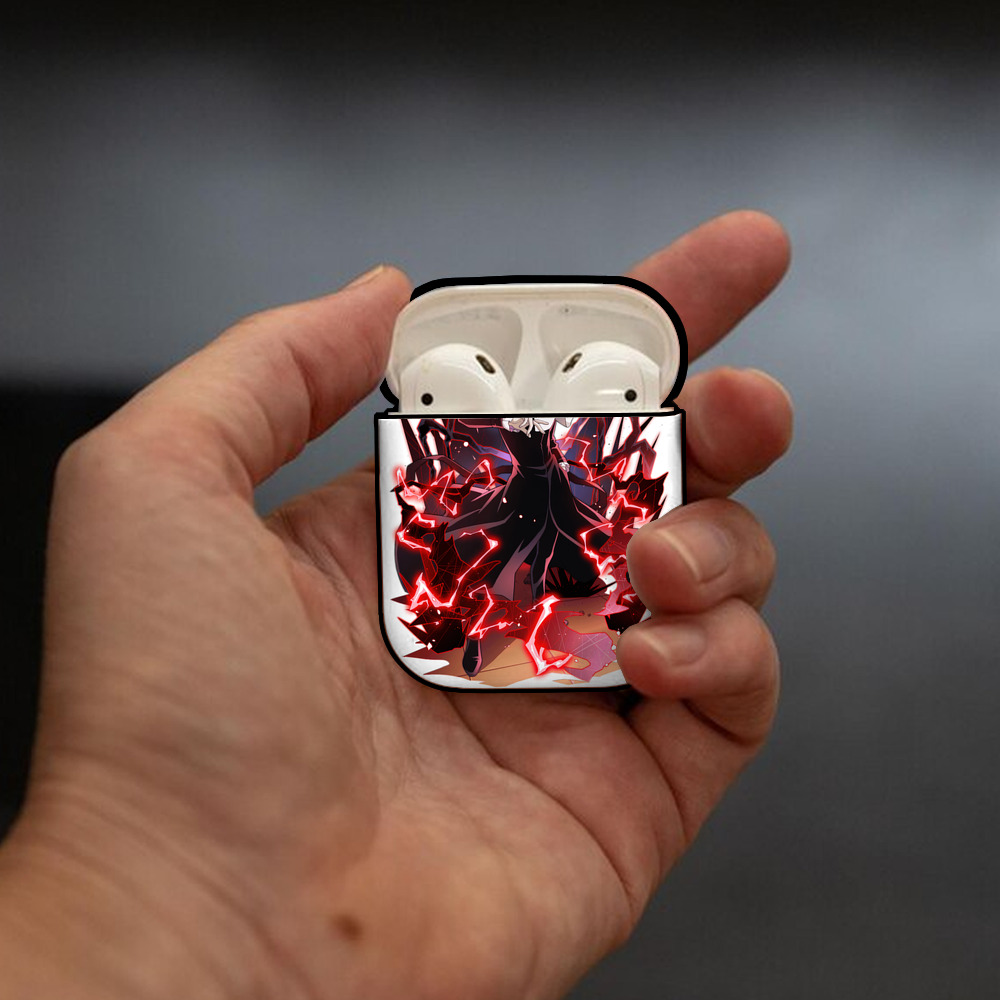 文豪ストレイドッグス Bungo Stray Dogs AirPods 第2世代保護ケース ハードシェル ブラック 耐衝撃・防指紋・カラビナ付き