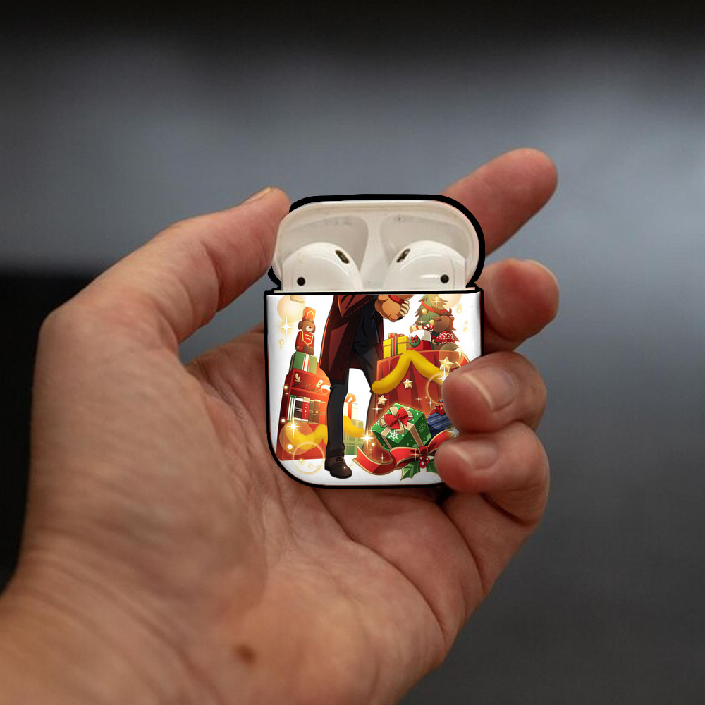 文豪ストレイドッグス Bungo Stray Dogs AirPods 第2世代保護ケース ハードシェル ブラック 耐衝撃・防指紋・カラビナ付き