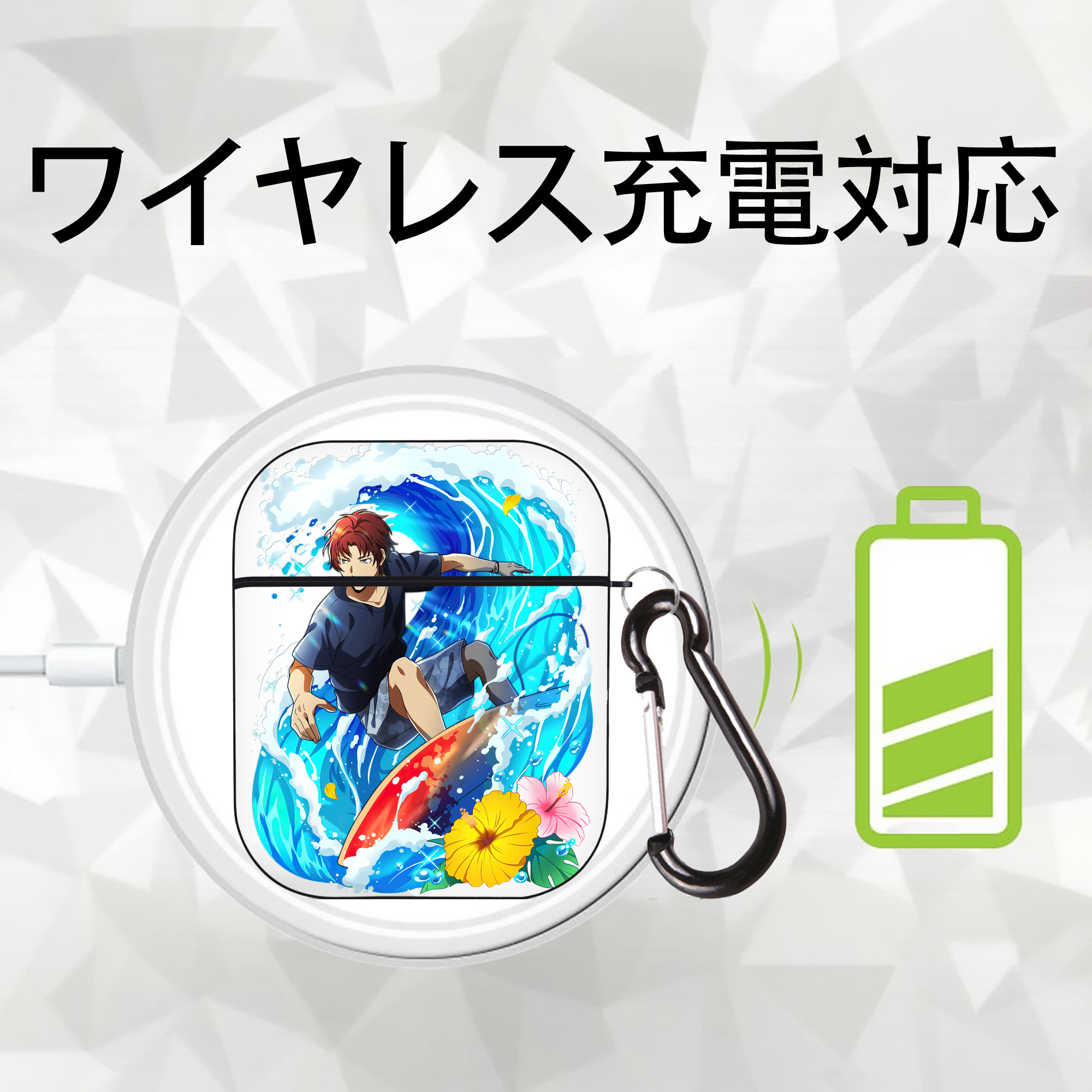 文豪ストレイドッグス Bungo Stray Dogs AirPods 第2世代保護ケース ハードシェル ブラック 耐衝撃・防指紋・カラビナ付き