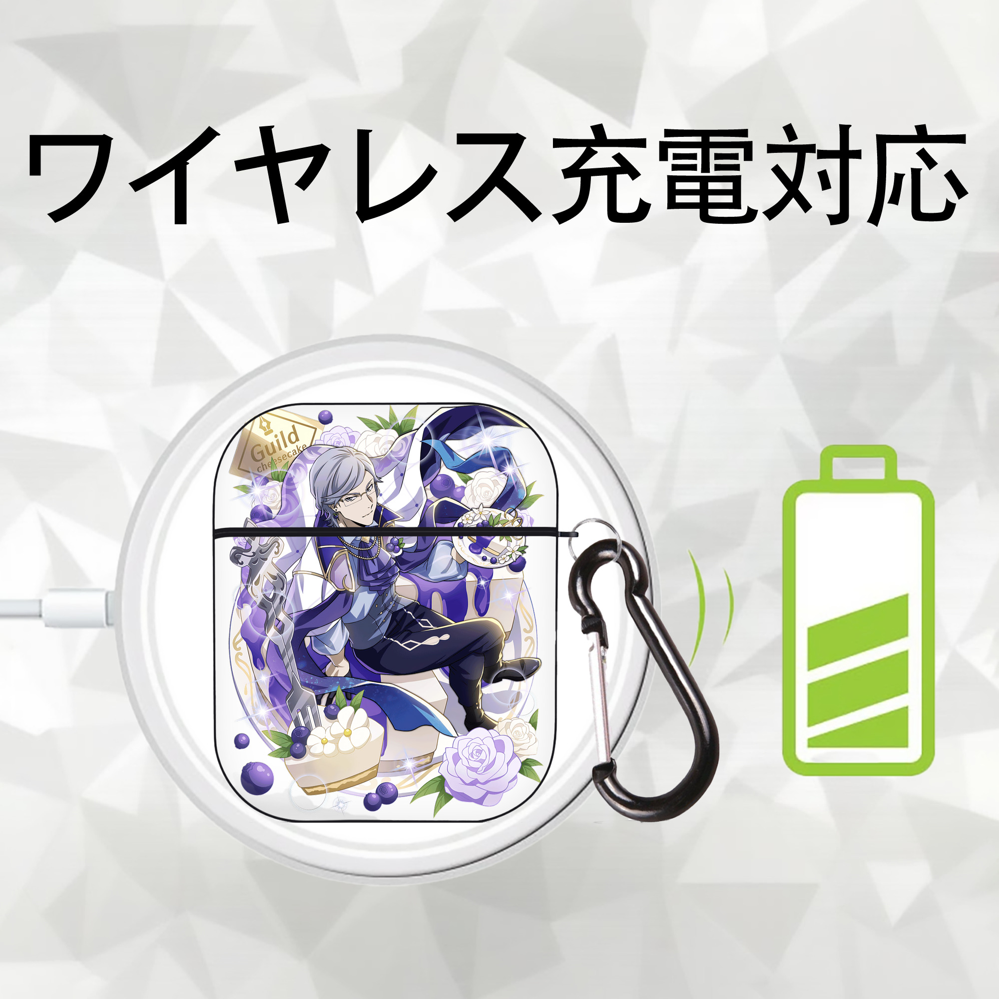 文豪ストレイドッグス Bungo Stray Dogs AirPods 第2世代保護ケース ハードシェル ブラック 耐衝撃・防指紋・カラビナ付き