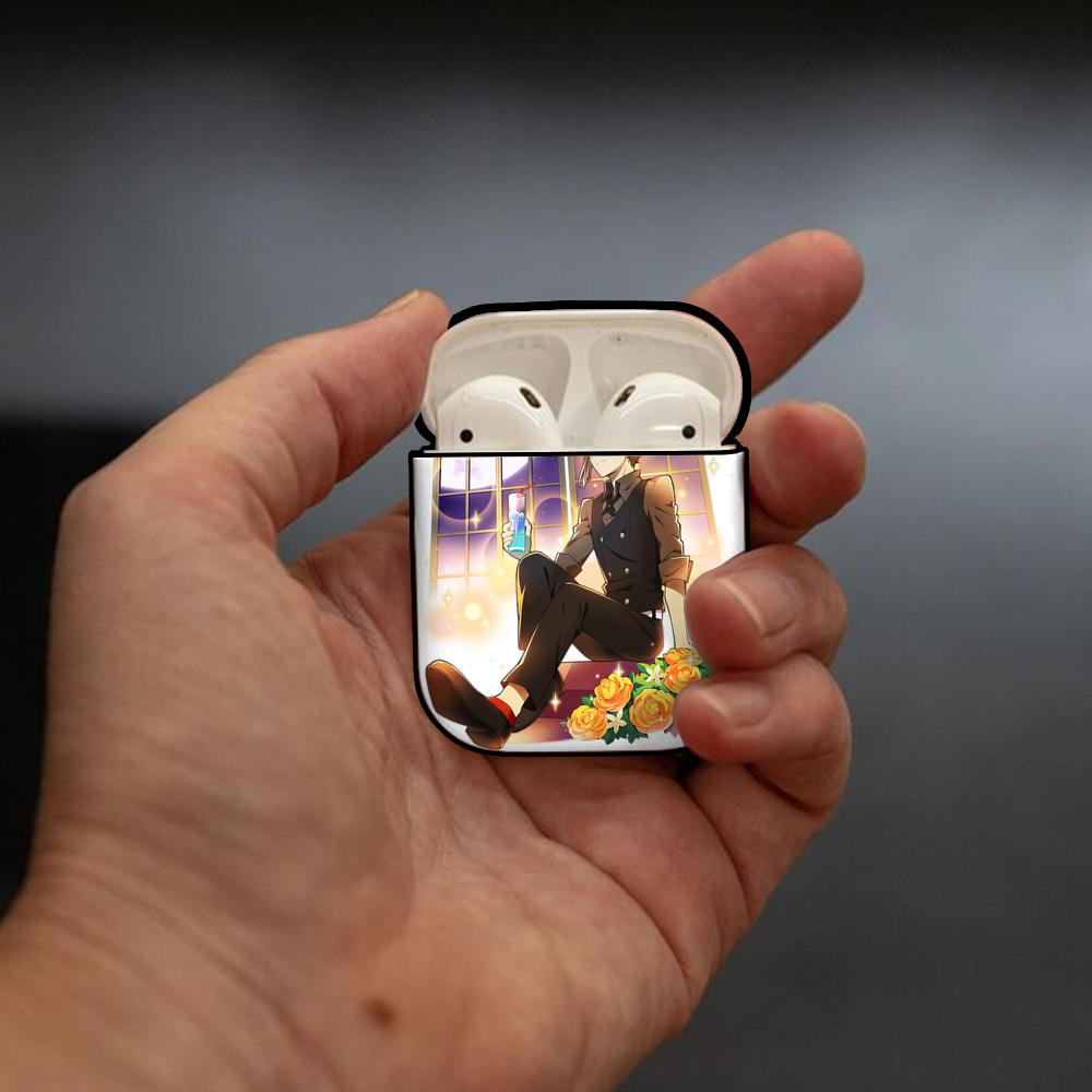文豪ストレイドッグス Bungo Stray Dogs AirPods 第2世代保護ケース ハードシェル ブラック 耐衝撃・防指紋・カラビナ付き