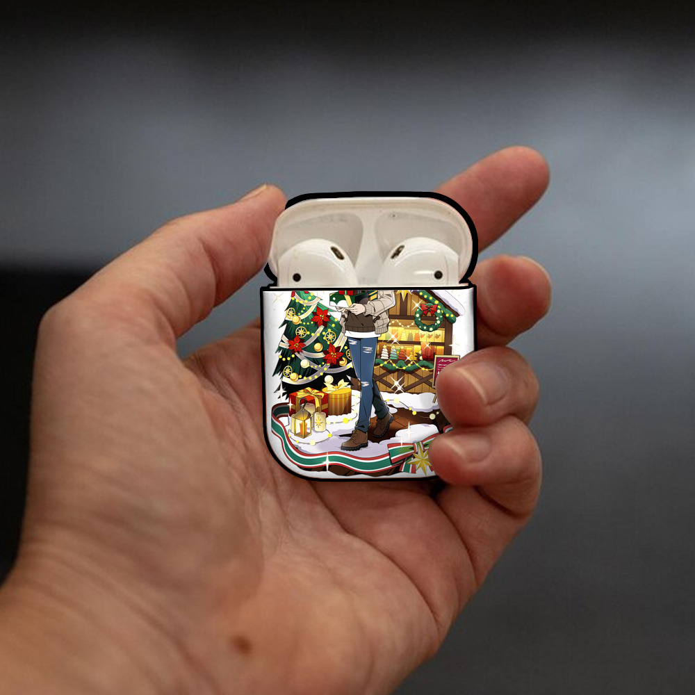文豪ストレイドッグス Bungo Stray Dogs AirPods 第2世代保護ケース ハードシェル ブラック 耐衝撃・防指紋・カラビナ付き