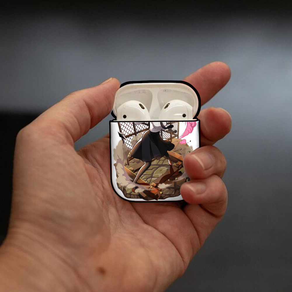 文豪ストレイドッグス Bungo Stray Dogs AirPods 第2世代保護ケース ハードシェル ブラック 耐衝撃・防指紋・カラビナ付き