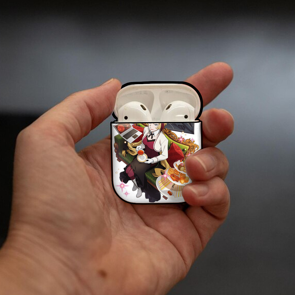 文豪ストレイドッグス Bungo Stray Dogs AirPods 第2世代保護ケース ハードシェル ブラック 耐衝撃・防指紋・カラビナ付き