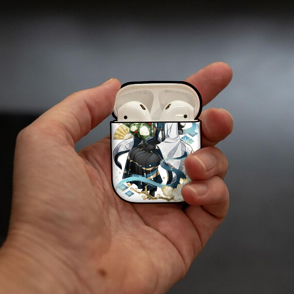文豪ストレイドッグス Bungo Stray Dogs AirPods 第2世代保護ケース ハードシェル ブラック 耐衝撃・防指紋・カラビナ付き