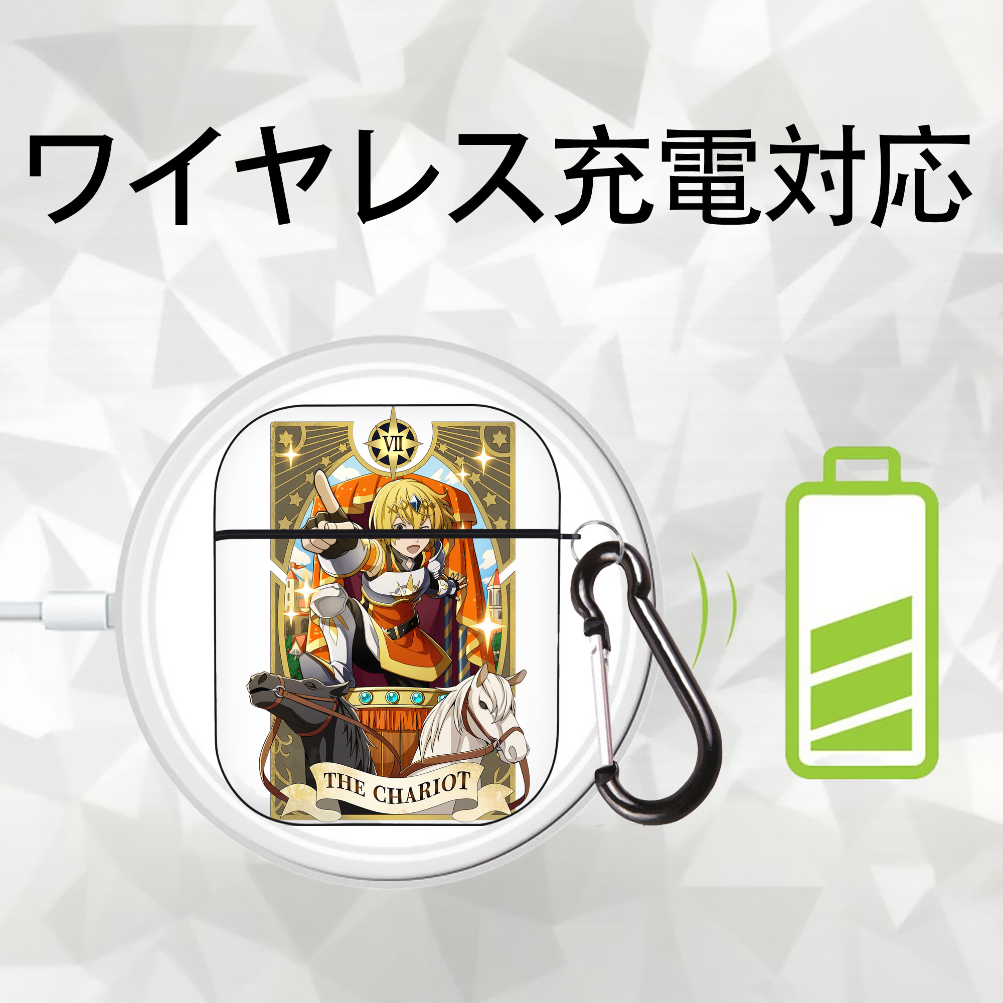 文豪ストレイドッグス Bungo Stray Dogs AirPods 第2世代保護ケース ハードシェル ブラック 耐衝撃・防指紋・カラビナ付き