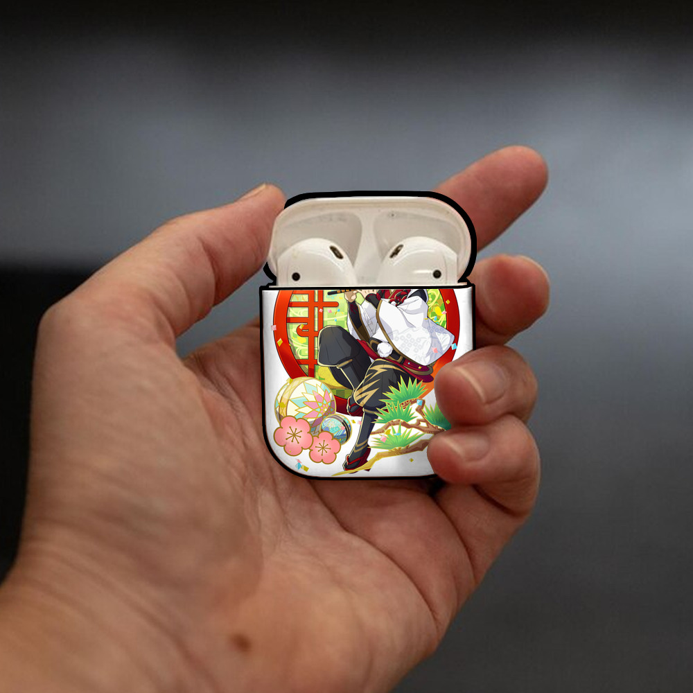 文豪ストレイドッグス Bungo Stray Dogs AirPods 第2世代保護ケース ハードシェル ブラック 耐衝撃・防指紋・カラビナ付き