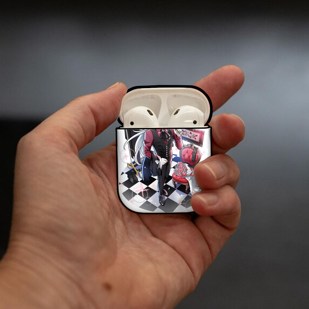文豪ストレイドッグス Bungo Stray Dogs AirPods 第2世代保護ケース ハードシェル ブラック 耐衝撃・防指紋・カラビナ付き