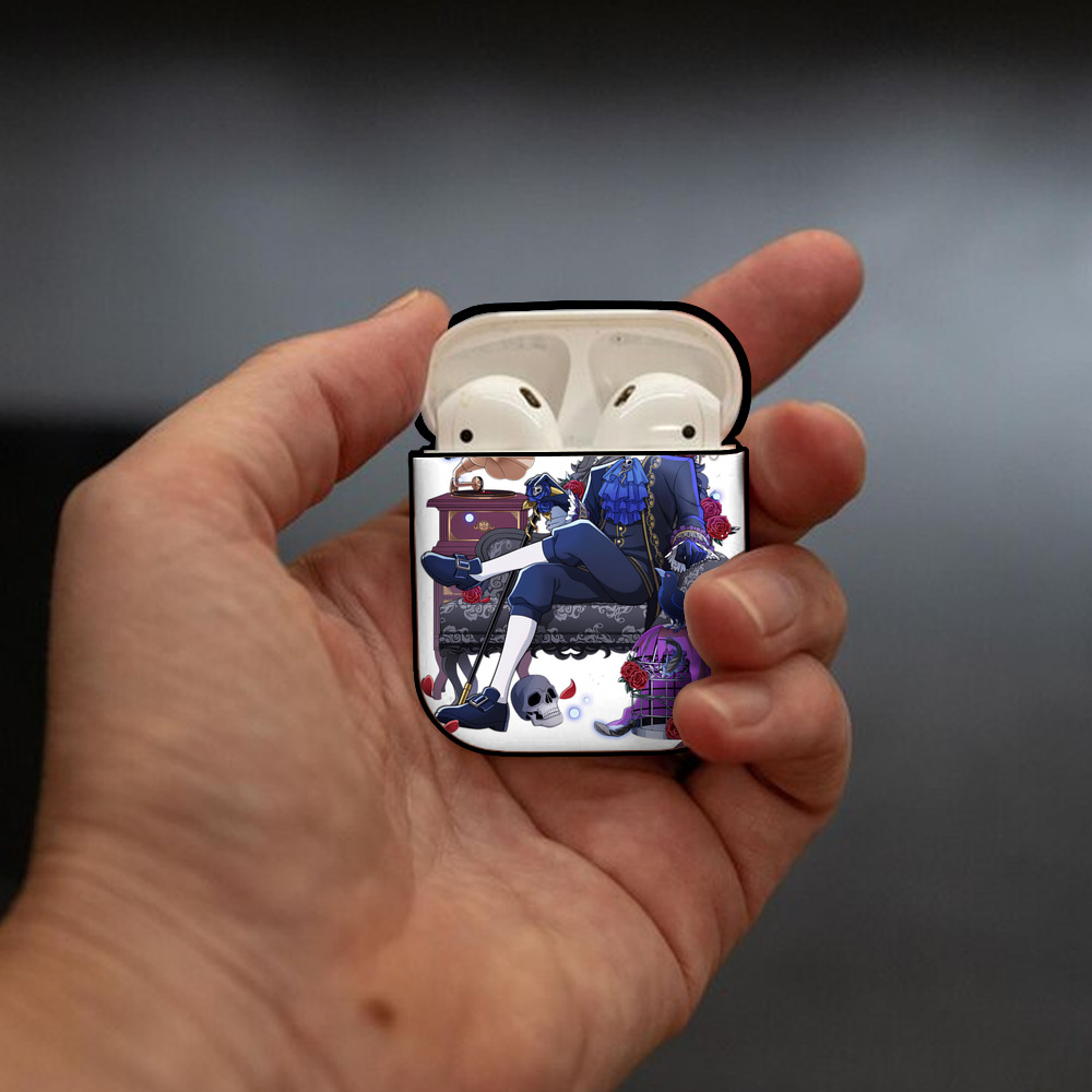 文豪ストレイドッグス Bungo Stray Dogs AirPods 第2世代保護ケース ハードシェル ブラック 耐衝撃・防指紋・カラビナ付き