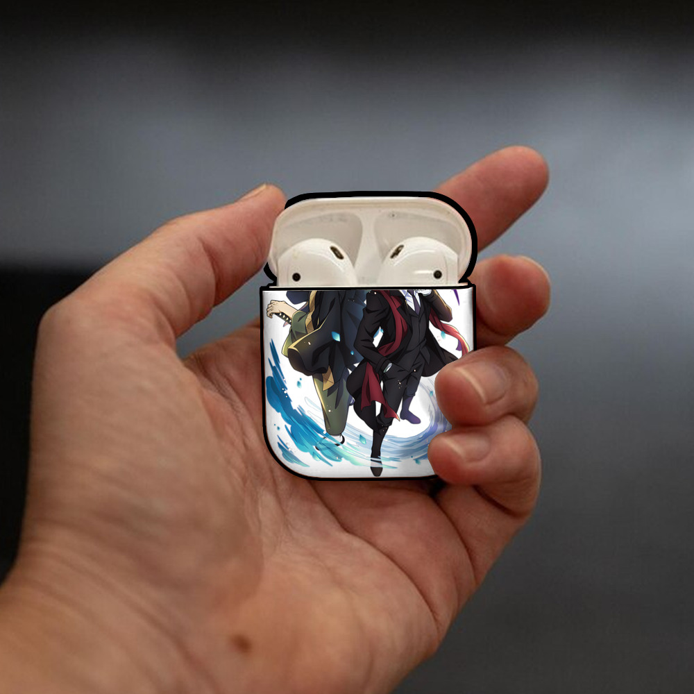 文豪ストレイドッグス Bungo Stray Dogs AirPods 第2世代保護ケース ハードシェル ブラック 耐衝撃・防指紋・カラビナ付き