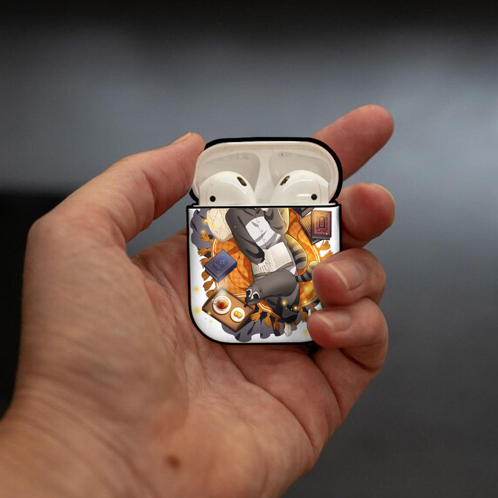 文豪ストレイドッグス Bungo Stray Dogs AirPods 第2世代保護ケース ハードシェル ブラック 耐衝撃・防指紋・カラビナ付き